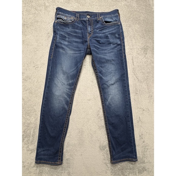True Religion Jeans Mens Measured 35x30‎ Geno Relaxed Slim Straight Denim - Picture 1 of 9